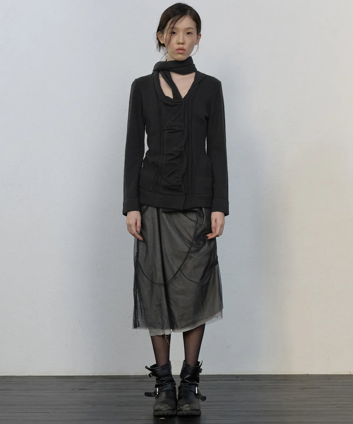 【Flare up】Sculpted Draped Cardigan - 2 colors