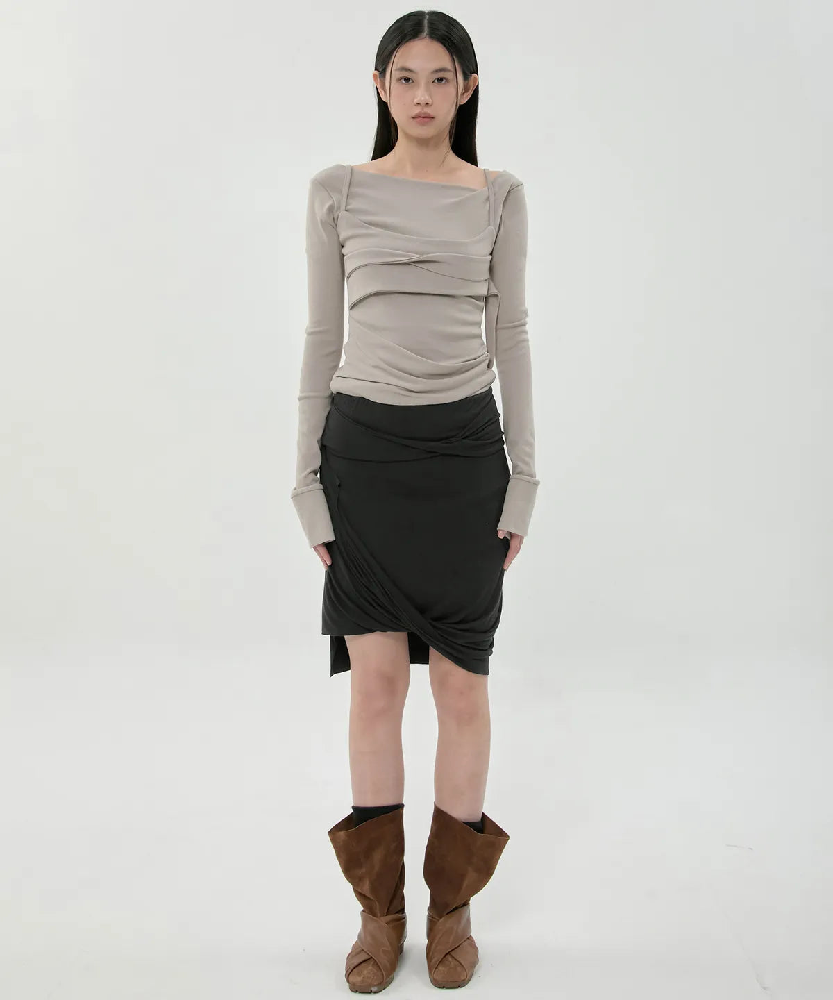 【Flare up】Layered Bustier Long Sleeve - 5 colors
