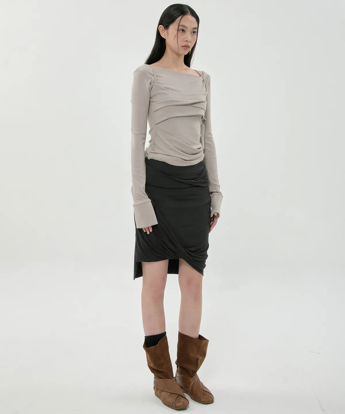 【Flare up】Layered Bustier Long Sleeve - 5 colors