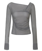 【Flare up】Draped Mesh Layered Long Sleeve  - 2 colors