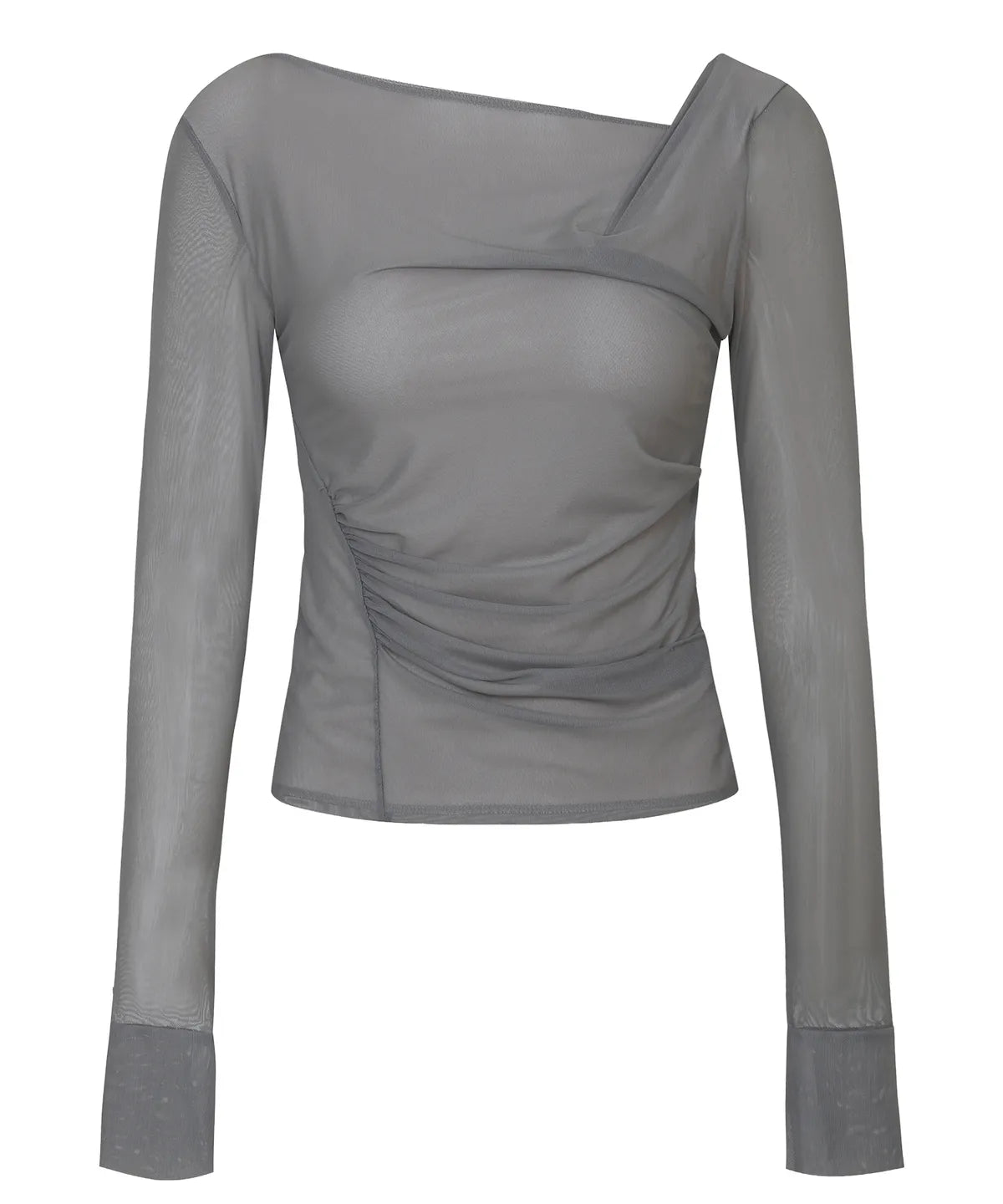 【Flare up】Draped Mesh Layered Long Sleeve  - 2 colors
