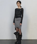 【Flare up】Draped Mesh Layered Long Sleeve  - 2 colors