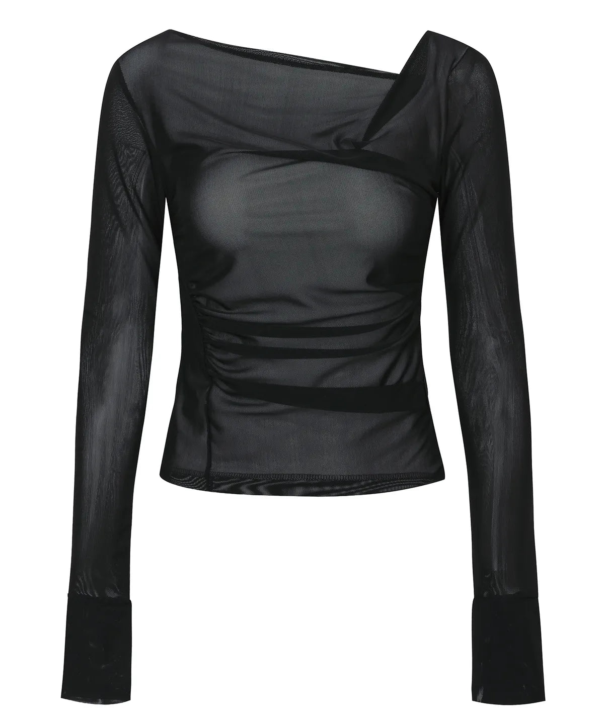 【Flare up】Draped Mesh Layered Long Sleeve  - 2 colors