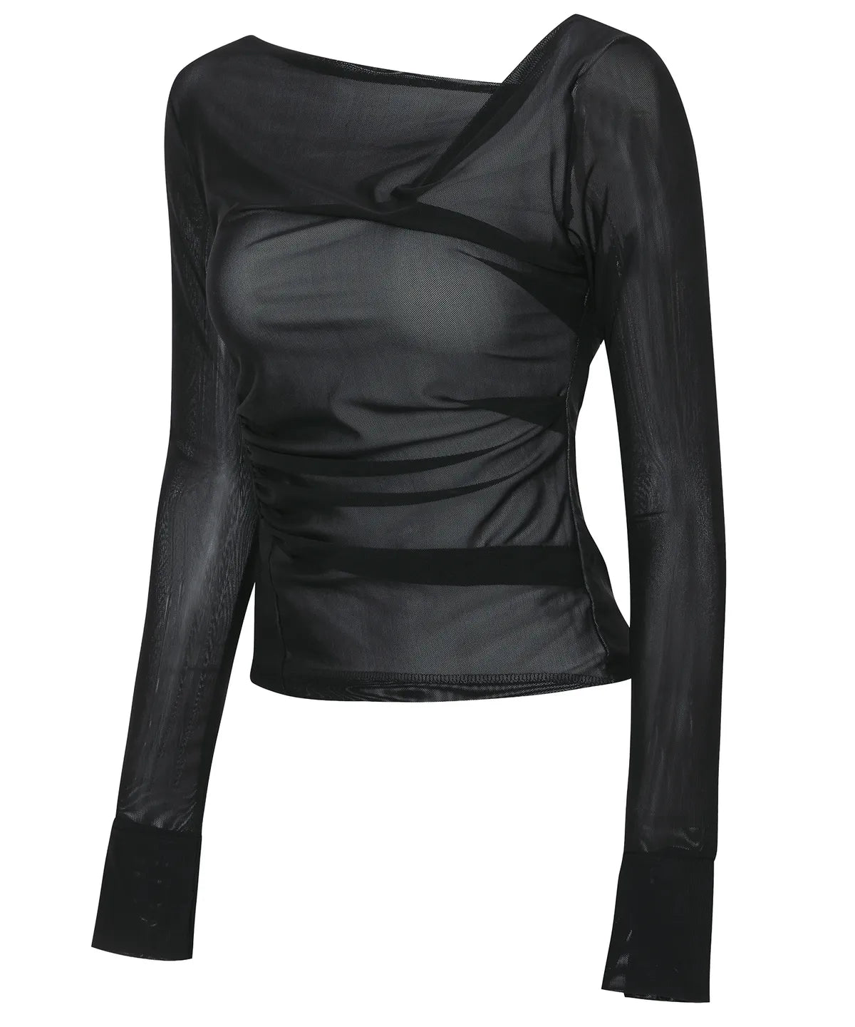 【Flare up】Draped Mesh Layered Long Sleeve  - 2 colors