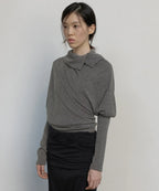 【Flare up】Knit Asymmetrical Long Sleeve - 3 colors