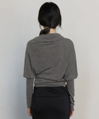 【Flare up】Knit Asymmetrical Long Sleeve - 3 colors