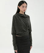 【Flare up】Knit Asymmetrical Long Sleeve - 3 colors