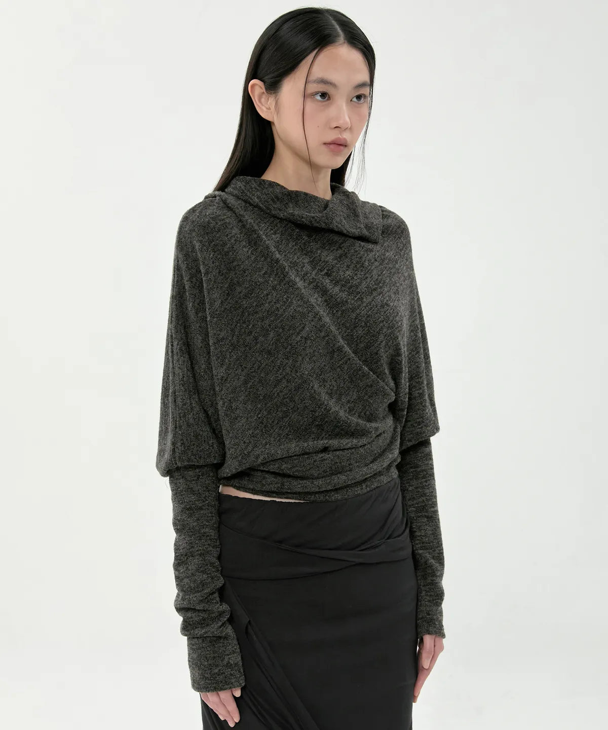 【Flare up】Knit Asymmetrical Long Sleeve - 3 colors