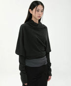 【Flare up】Knit Asymmetrical Long Sleeve - 3 colors