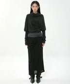 【Flare up】Knit Asymmetrical Long Sleeve - 3 colors