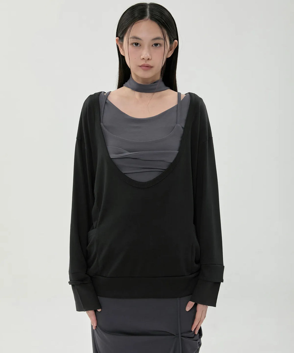【Flare up】2-Layered Offset Long Sleeve - 3 colors