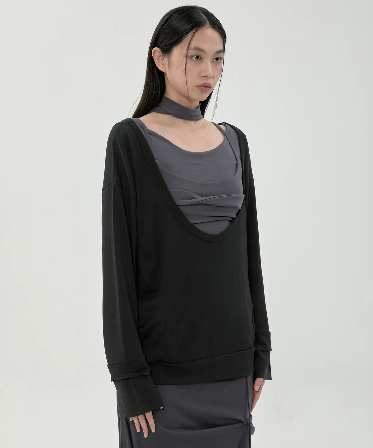 【Flare up】2-Layered Offset Long Sleeve - 3 colors