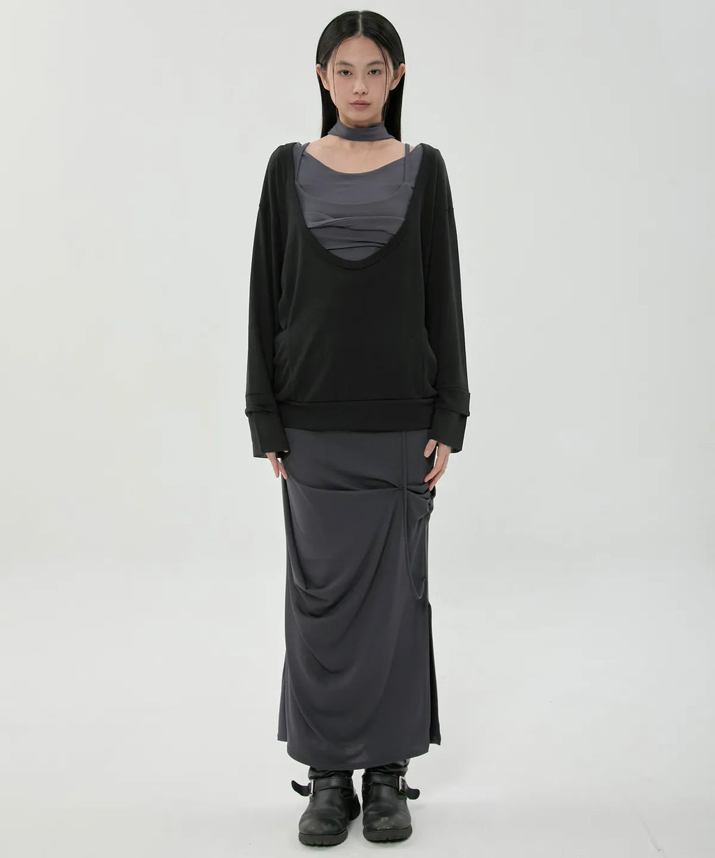 【Flare up】2-Layered Offset Long Sleeve - 3 colors