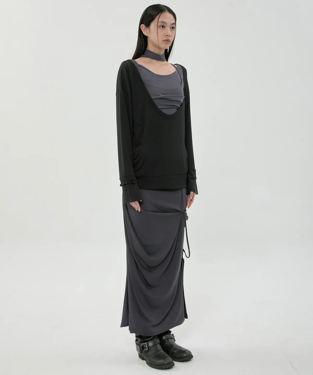 【Flare up】2-Layered Offset Long Sleeve - 3 colors