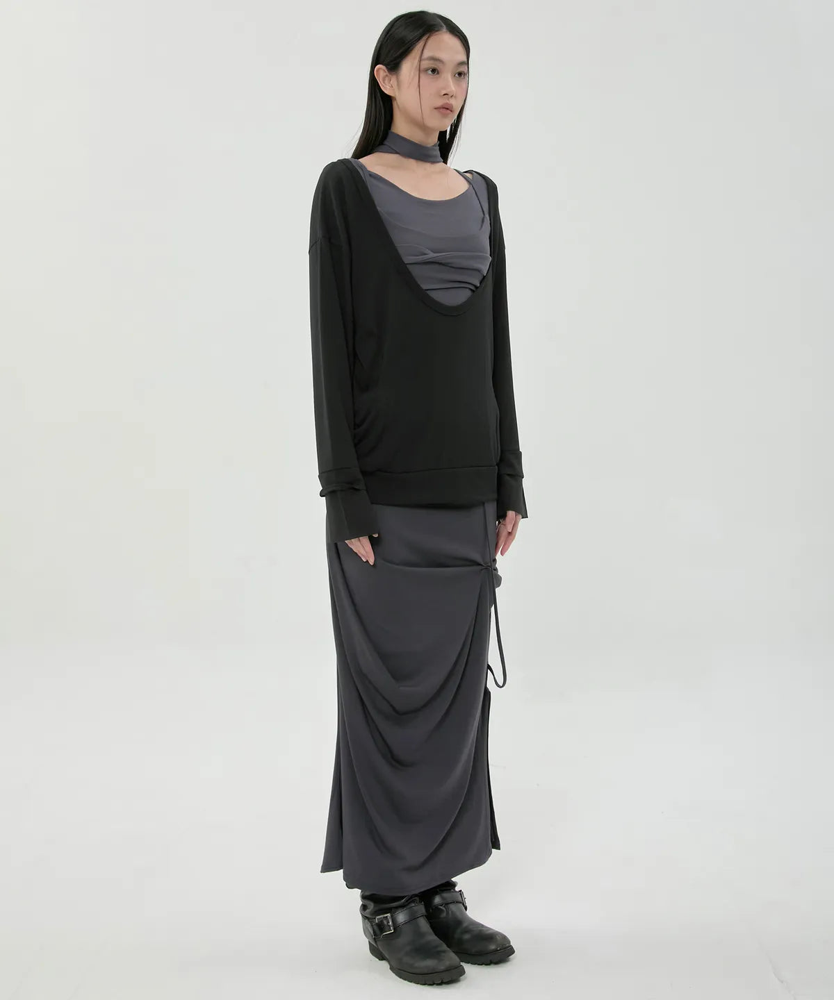 【Flare up】2-Layered Offset Long Sleeve - 3 colors