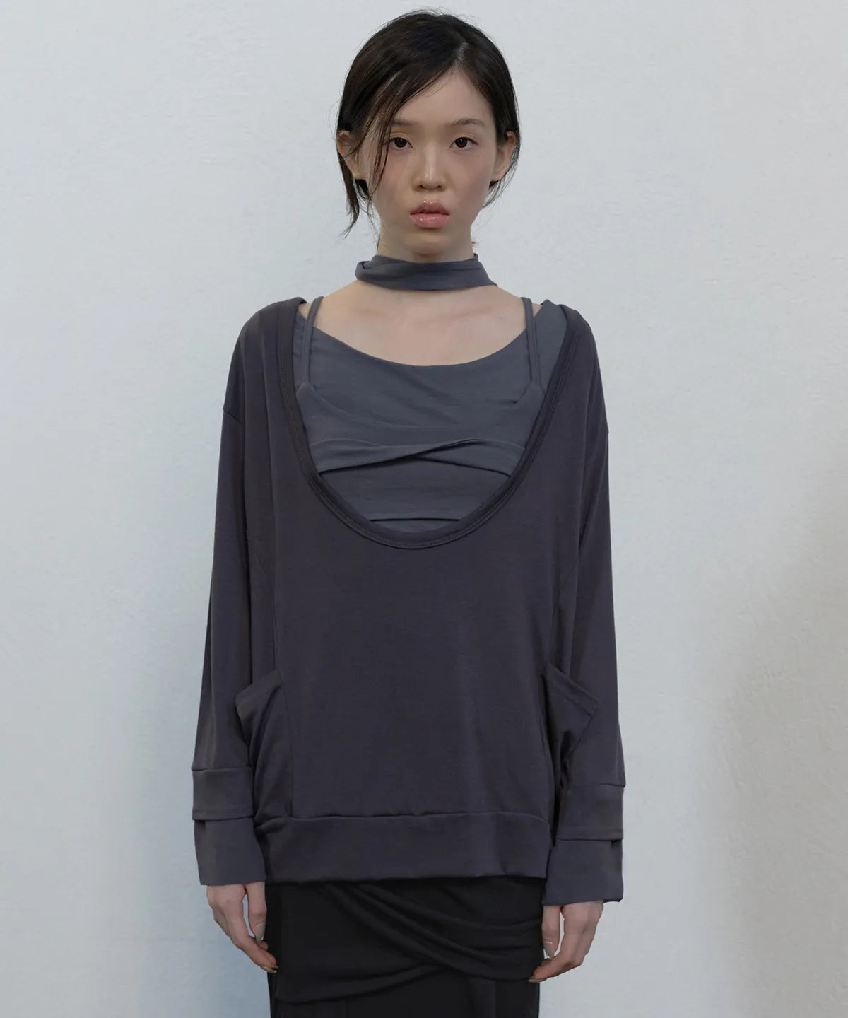 【Flare up】2-Layered Offset Long Sleeve - 3 colors
