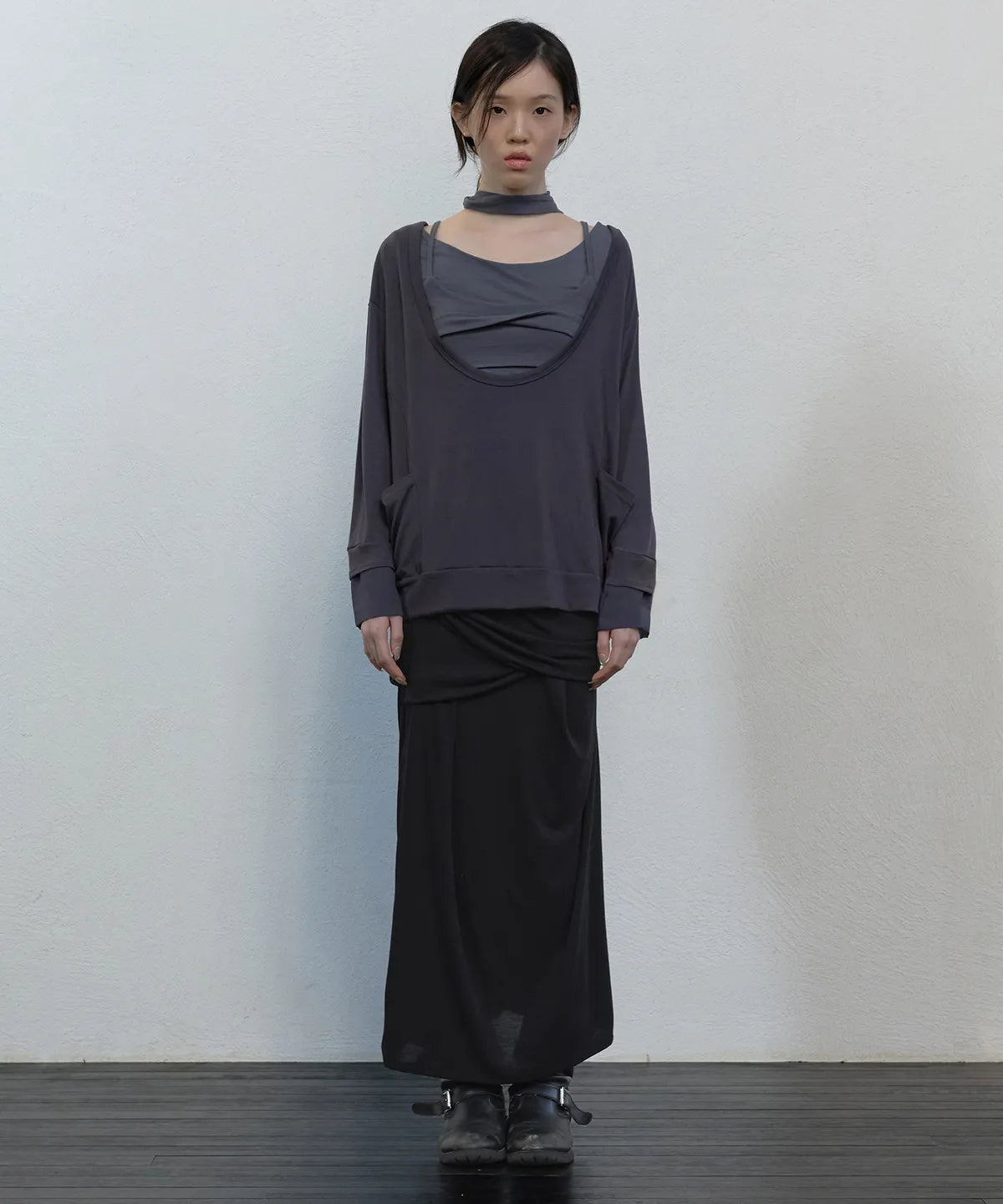 【Flare up】2-Layered Offset Long Sleeve - 3 colors