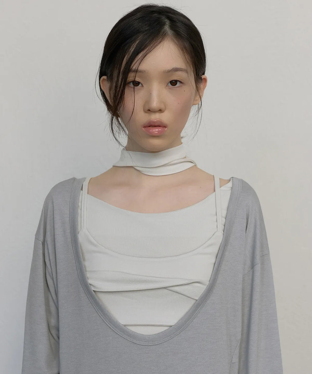 【Flare up】2-Layered Offset Long Sleeve - 3 colors