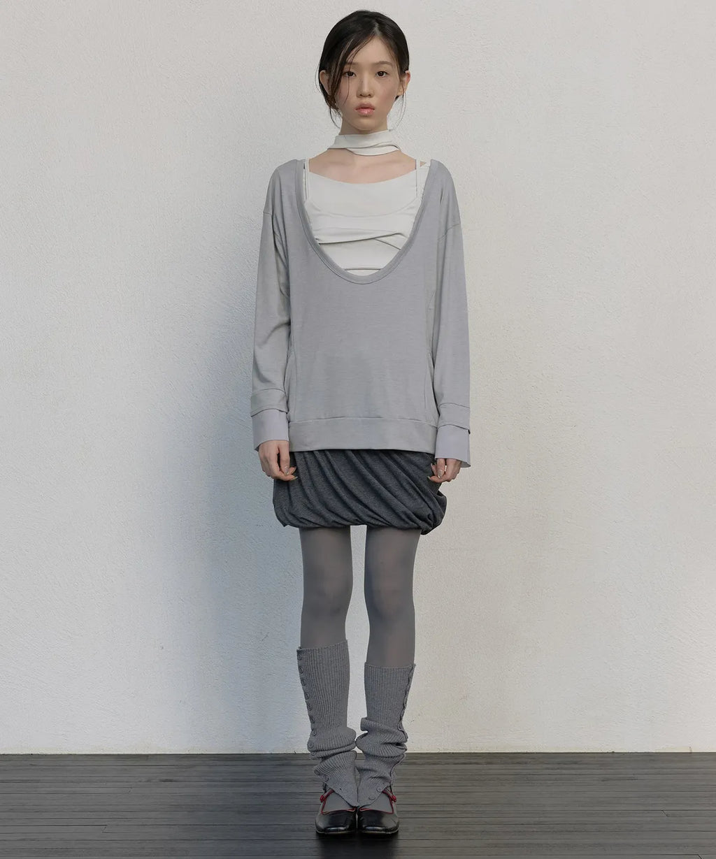 【Flare up】2-Layered Offset Long Sleeve - 3 colors