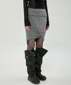 【Flare up】Asymmetrical Midi Skirt  - 2 colors