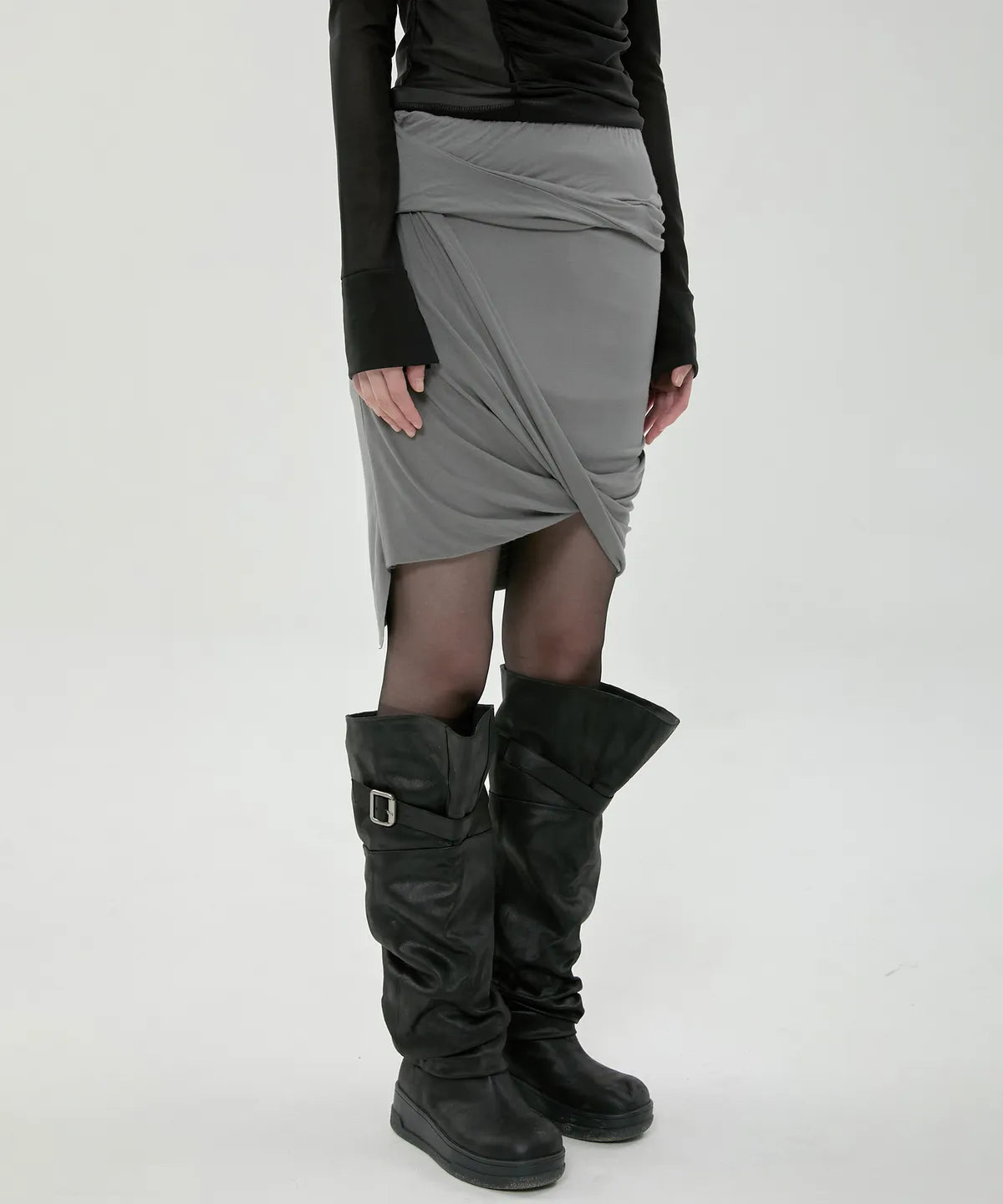 【Flare up】Asymmetrical Midi Skirt  - 2 colors