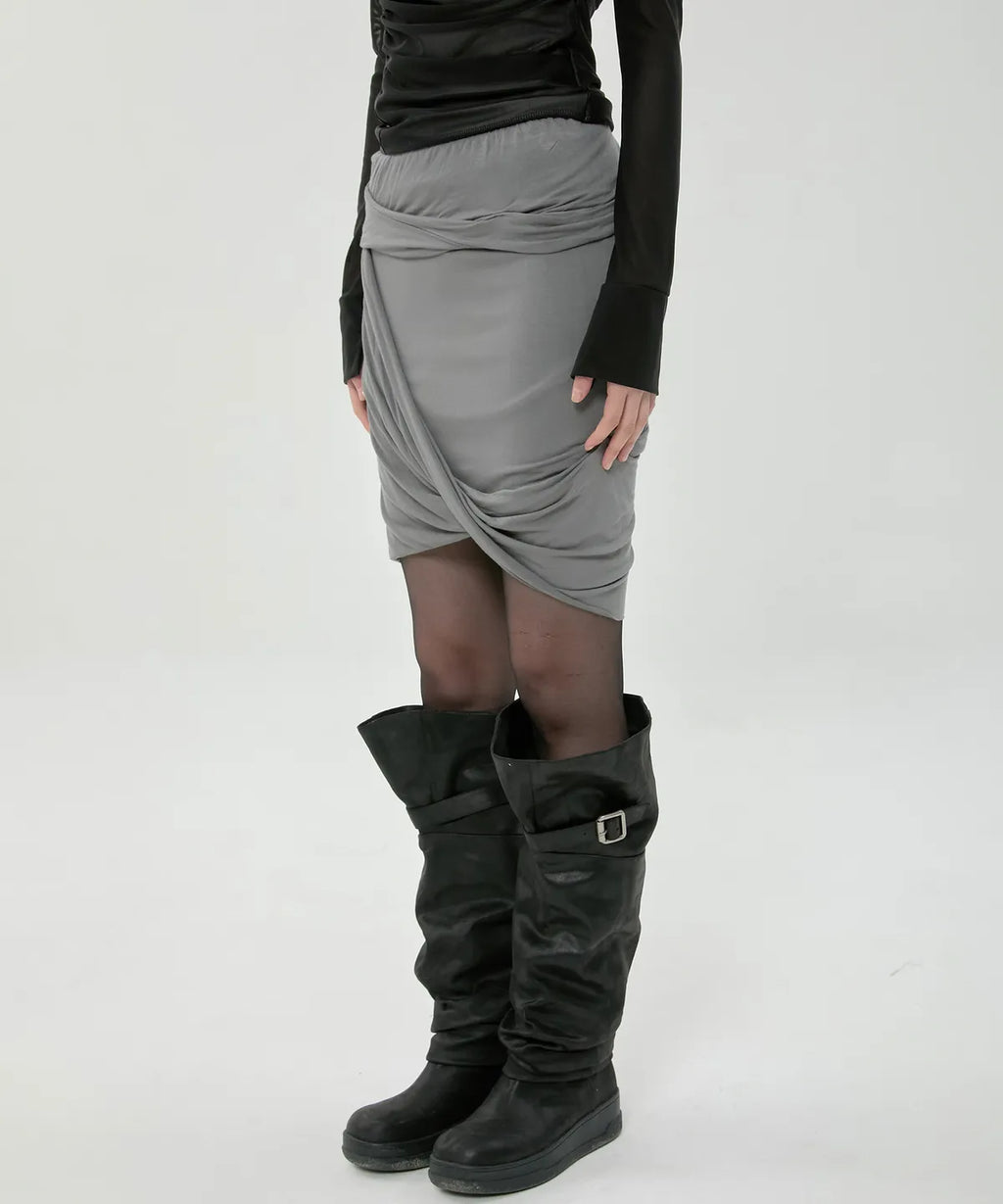 【Flare up】Asymmetrical Midi Skirt  - 2 colors