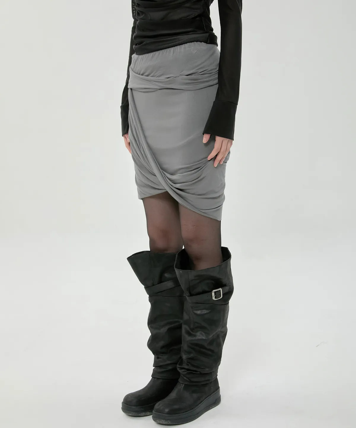 【Flare up】Asymmetrical Midi Skirt  - 2 colors