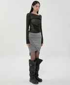 【Flare up】Asymmetrical Midi Skirt  - 2 colors