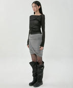 【Flare up】Asymmetrical Midi Skirt  - 2 colors