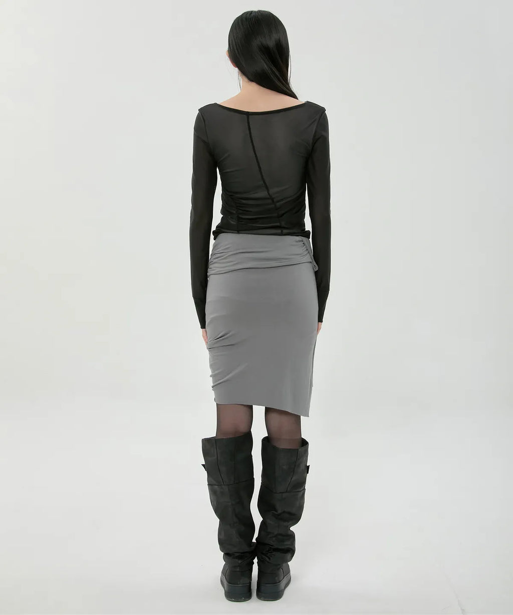 【Flare up】Asymmetrical Midi Skirt  - 2 colors