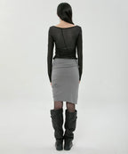 【Flare up】Asymmetrical Midi Skirt  - 2 colors