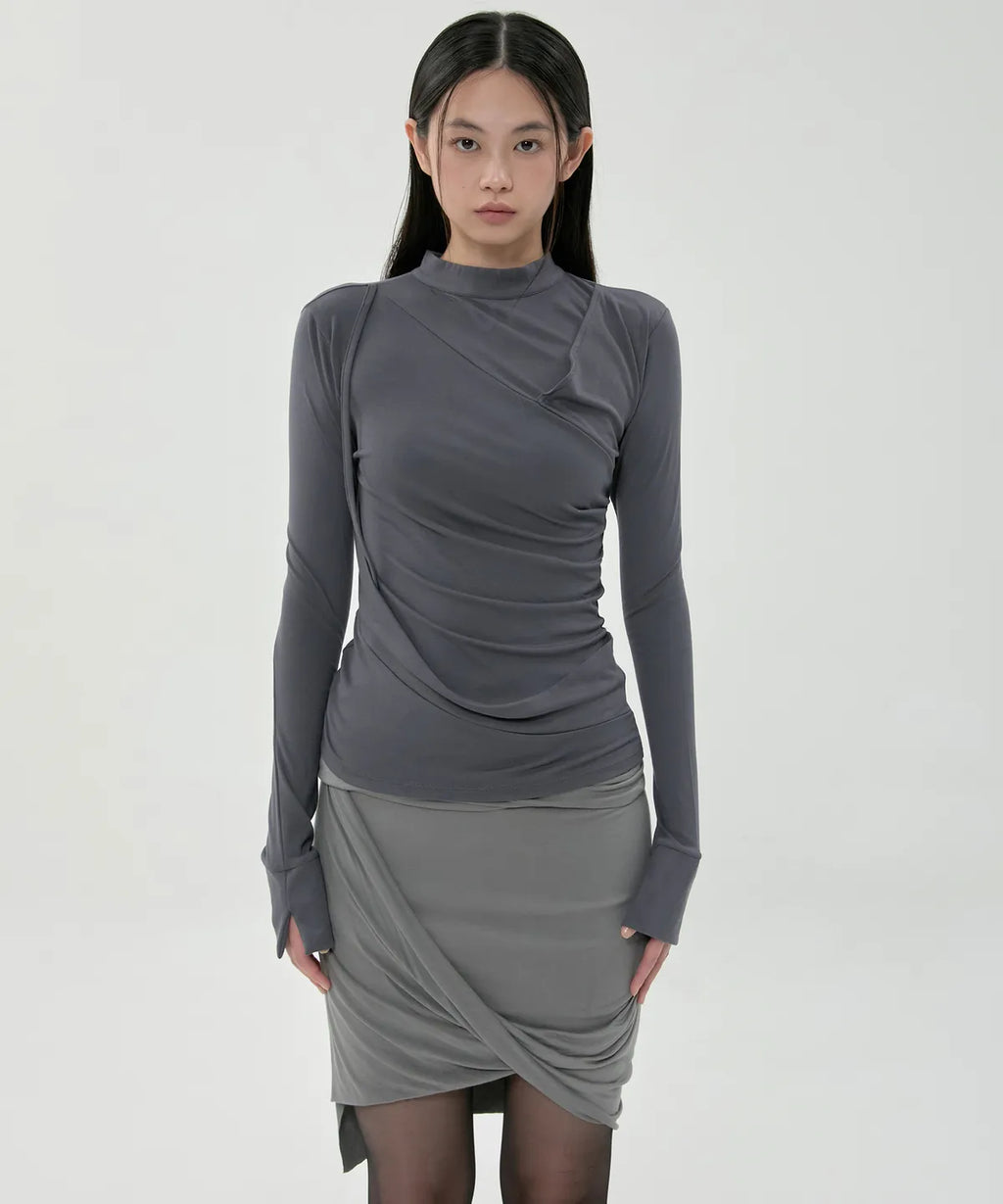 【Flare up】Asymmetrical Midi Skirt  - 2 colors