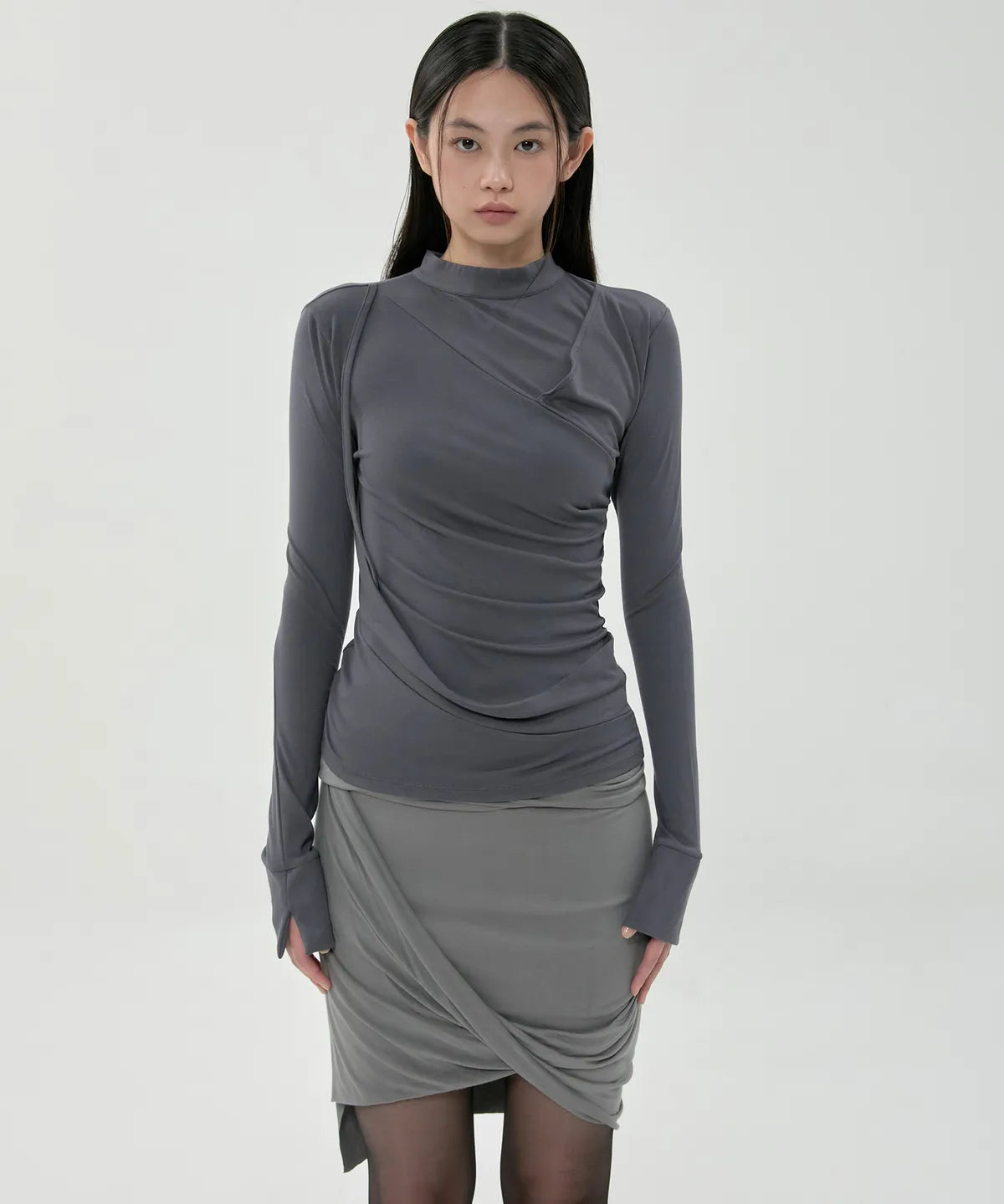 【Flare up】Asymmetrical Midi Skirt  - 2 colors
