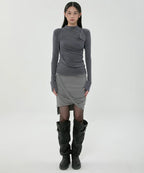 【Flare up】Asymmetrical Midi Skirt  - 2 colors