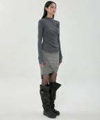【Flare up】Asymmetrical Midi Skirt  - 2 colors