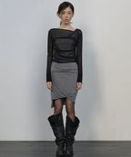 【Flare up】Asymmetrical Midi Skirt  - 2 colors