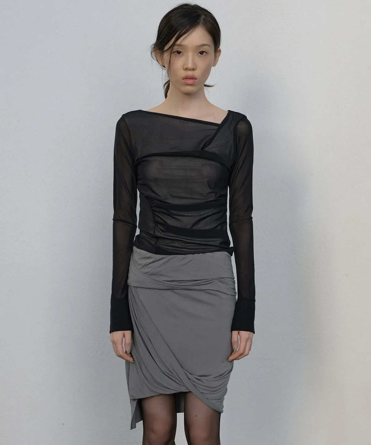 【Flare up】Asymmetrical Midi Skirt  - 2 colors