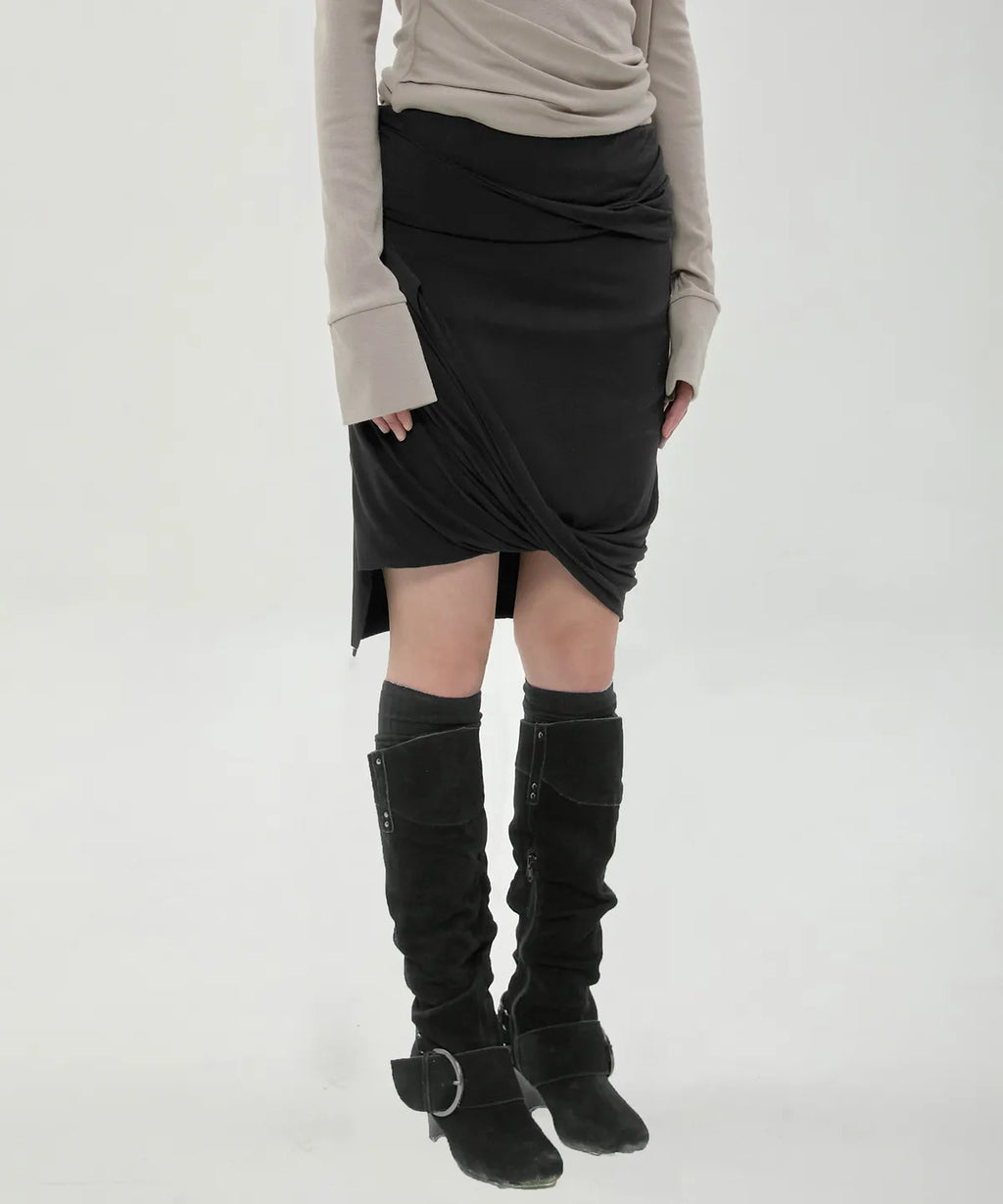 【Flare up】Asymmetrical Midi Skirt  - 2 colors