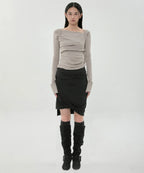 【Flare up】Asymmetrical Midi Skirt  - 2 colors