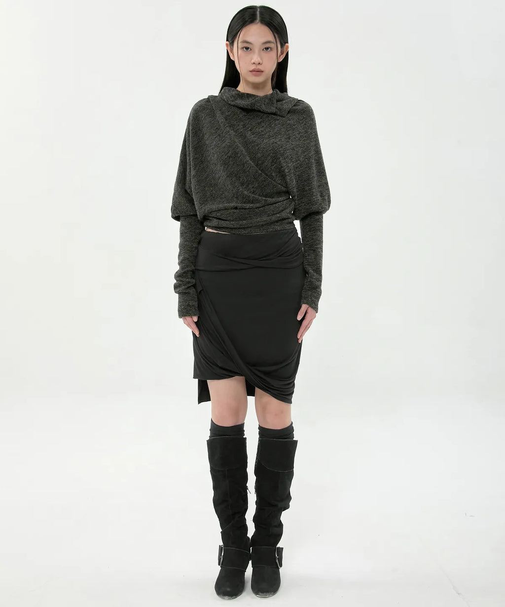 【Flare up】Asymmetrical Midi Skirt  - 2 colors