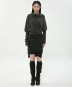 【Flare up】Asymmetrical Midi Skirt  - 2 colors