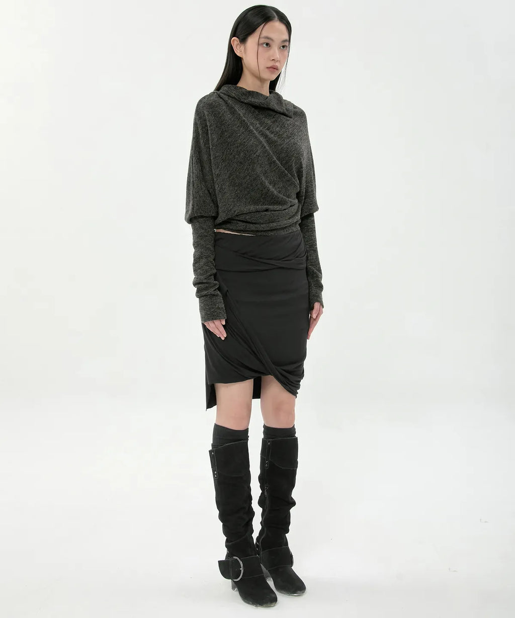 【Flare up】Asymmetrical Midi Skirt  - 2 colors