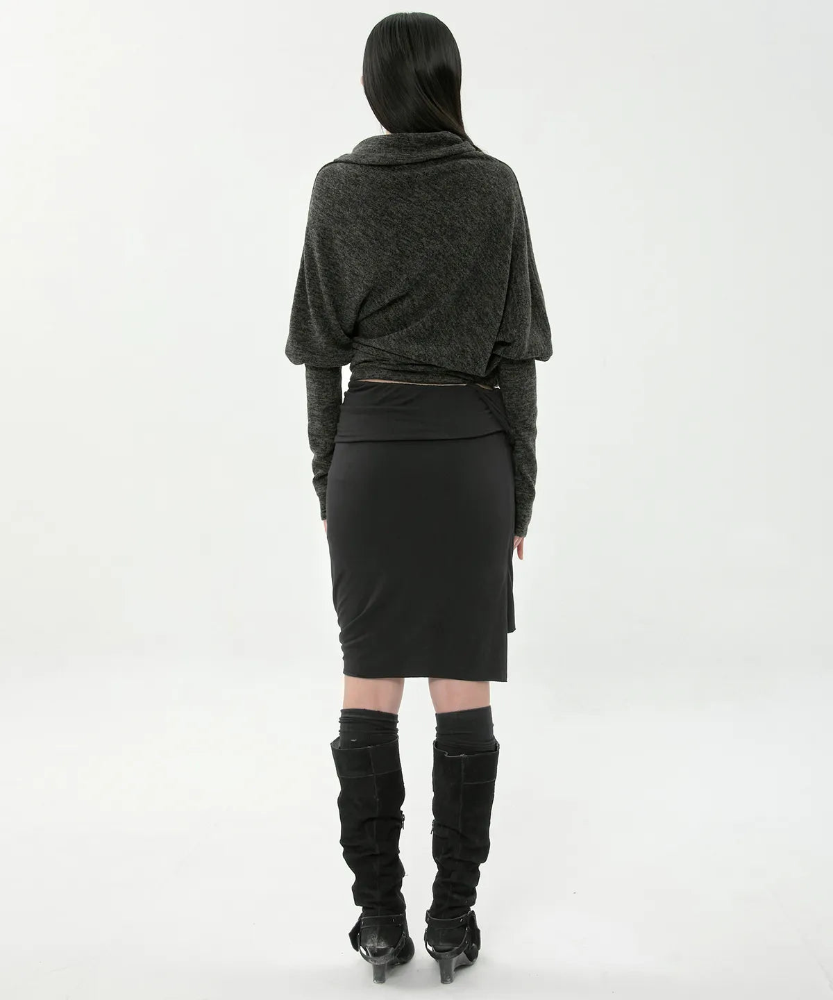 【Flare up】Asymmetrical Midi Skirt  - 2 colors