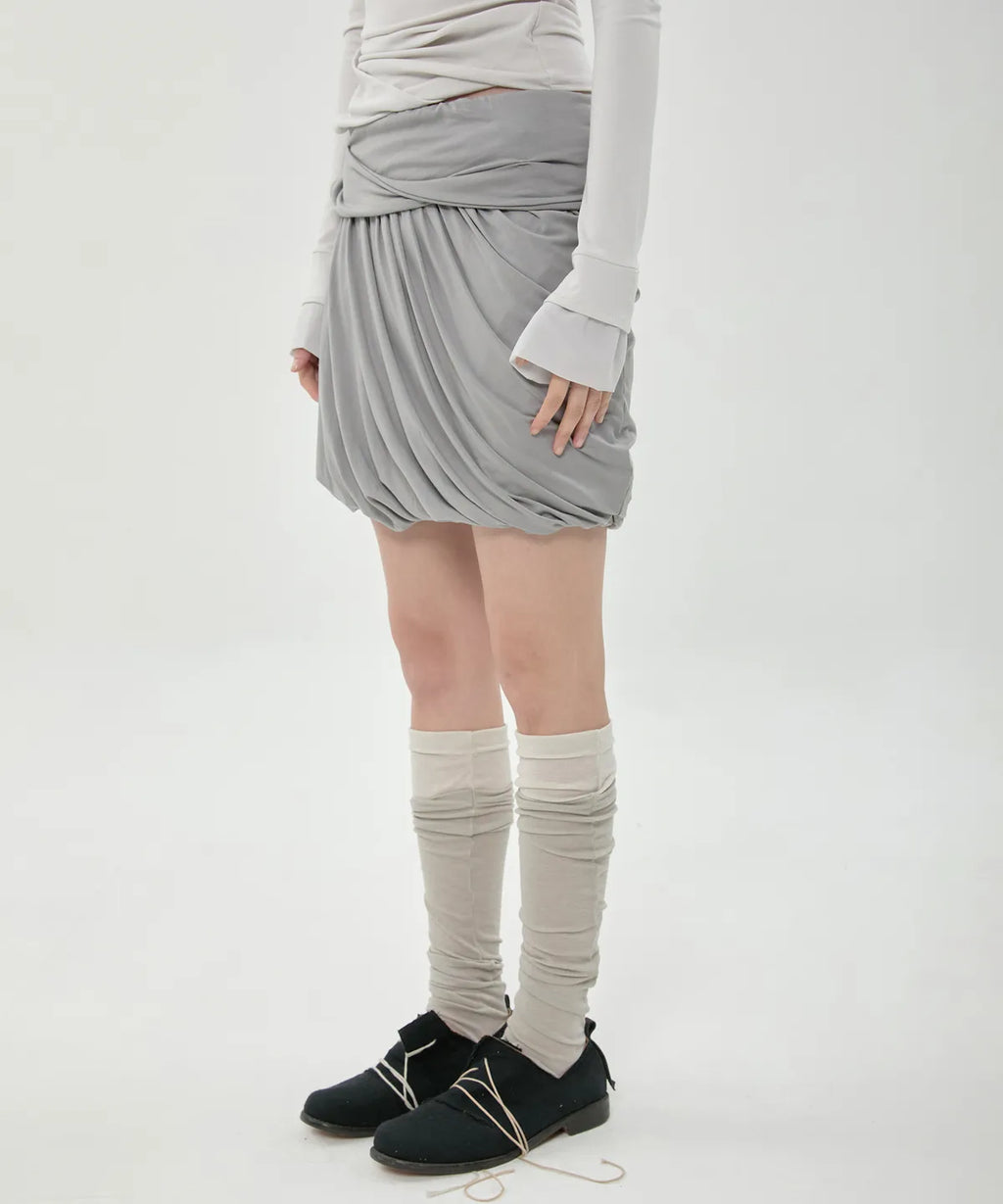 【Flare up】Layered Drape Midi Skirt - 3 colors