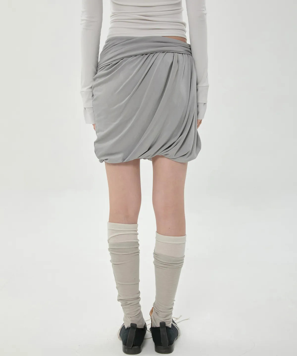 【Flare up】Layered Drape Midi Skirt - 3 colors
