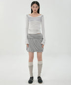 【Flare up】Layered Drape Midi Skirt - 3 colors