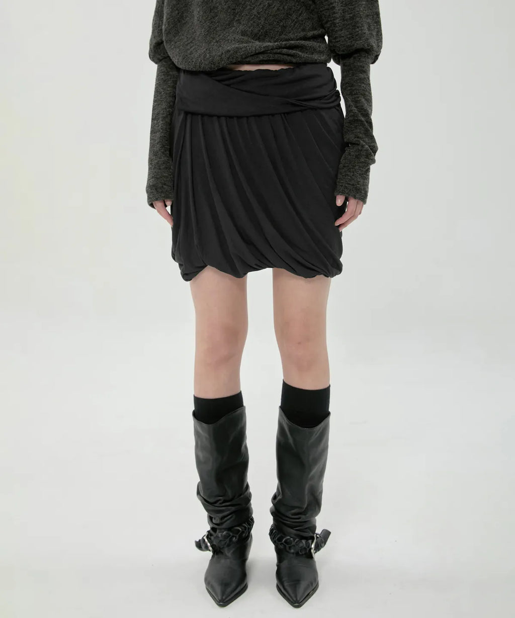 【Flare up】Layered Drape Midi Skirt - 3 colors