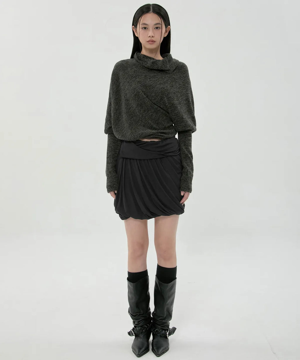 【Flare up】Layered Drape Midi Skirt - 3 colors
