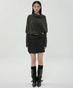 【Flare up】Layered Drape Midi Skirt - 3 colors