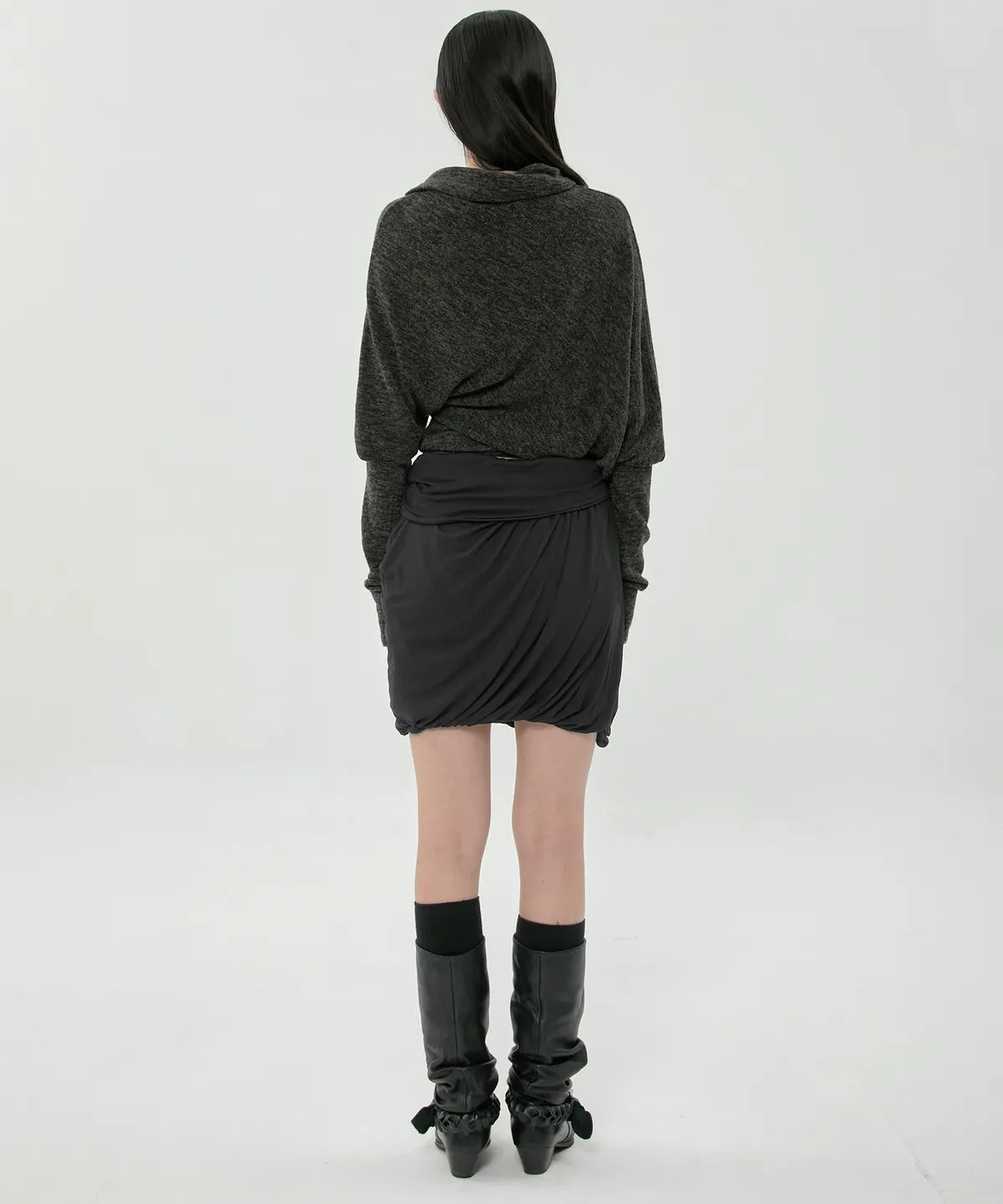 【Flare up】Layered Drape Midi Skirt - 3 colors